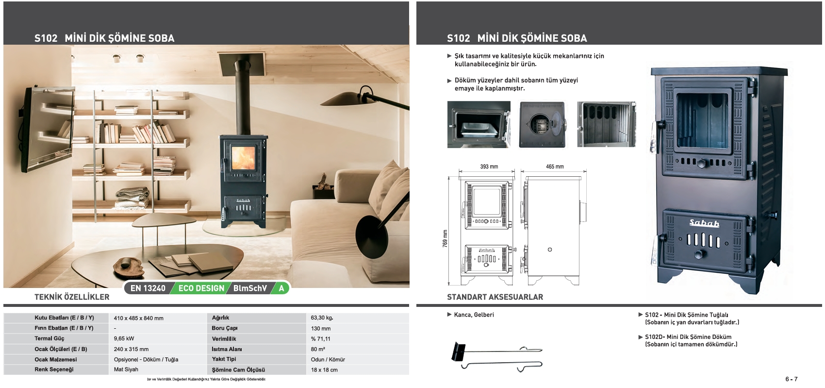 S102 Mini Dik Şömine Soba soba modeli