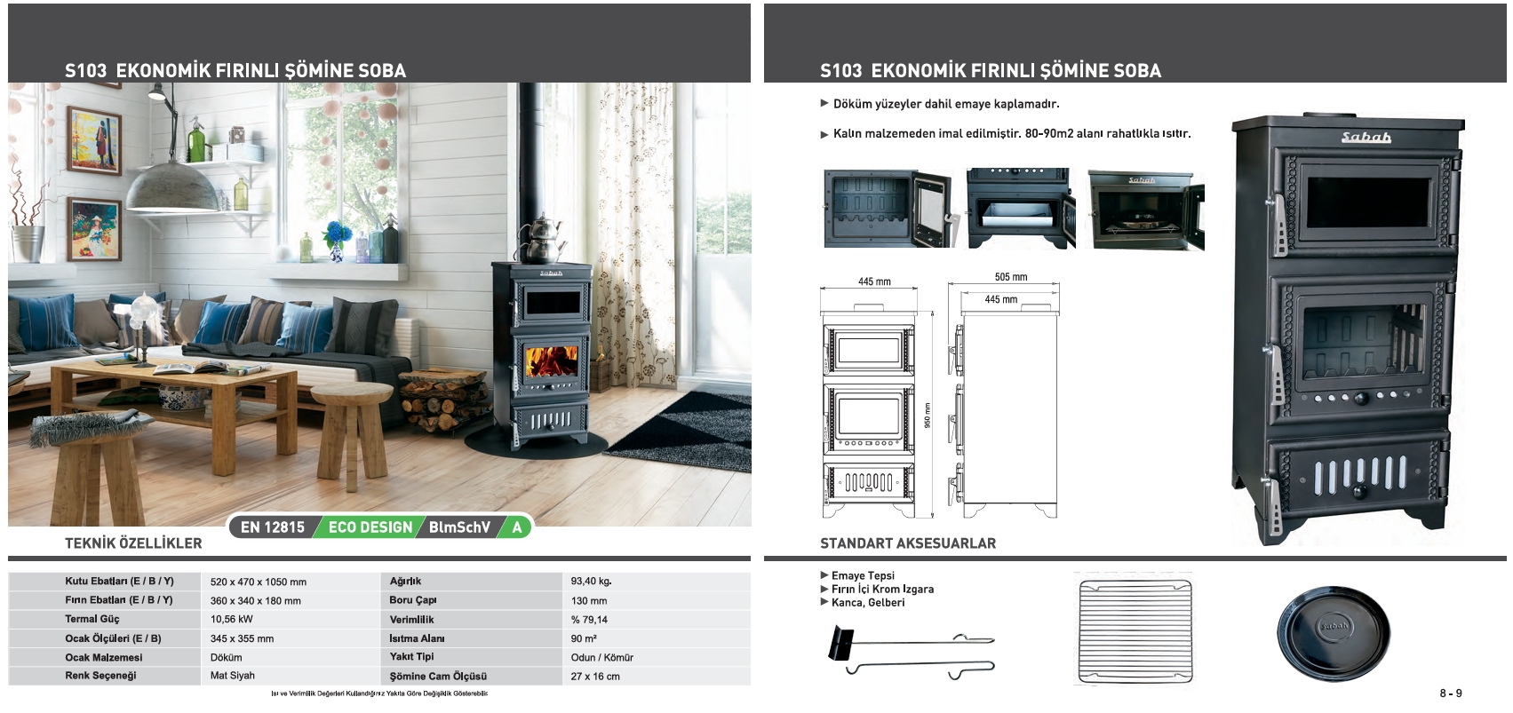 S103 Ekonomik Fırınlı Şömine Soba soba modeli