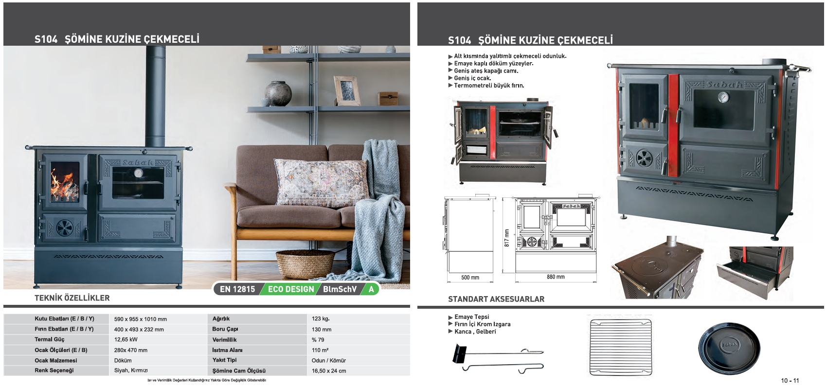 S104 Şömine Kuzine Çekmeceli soba modeli